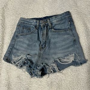Ripped jean shorts